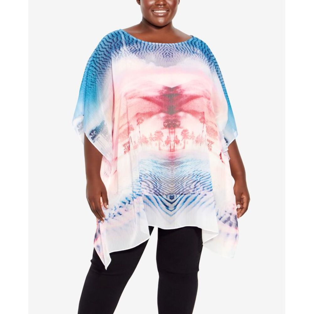 Plus Size Watercolor Poncho Shirt Top